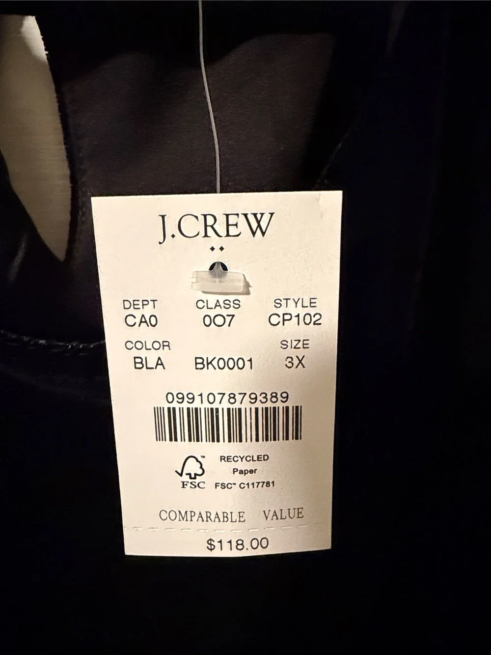 J.Crew Velvet Puff Sleeve Top Black Blouse 3X Plus Size